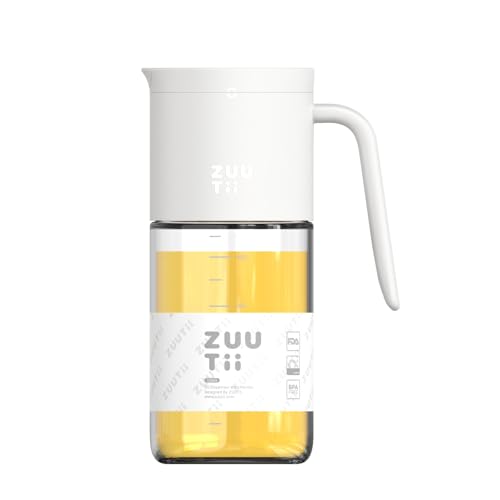 Olive Oil Dispenser Bottle 18.6oz – Auto Flip Glass Vinegar Bottle with No-Drip Spout for Kitchen Cooking, Oil and Sauce Dispenser, Light Cream