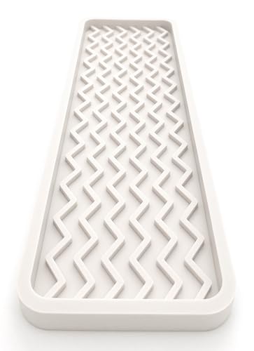 Silicone Sink Organizer Tray, Rectangular, Modern Style, Heat Safe, Dishwasher Safe, for Bathroom and Kitchen Organization (Vanilla Cream, 12"x4", Chevron Pattern) - view 3