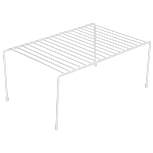 Cabinet Storage Shelf Rack - Medium (8.5 x 13.25 Inch) - Steel Metal Wire - Cupboard, Plate, Dish, Counter & Pantry Organizer Organization - Kitchen [White] - view 2