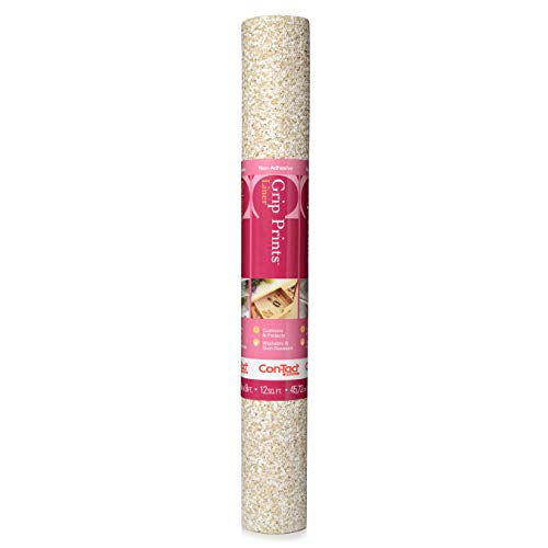 Brand Grip Prints Shelf Liner, Durable and Non-Adhesive Liners, Non-Slip Drawer and Cabinet Liner, 18" x 8', Beige Granite, Pack of 1 Roll