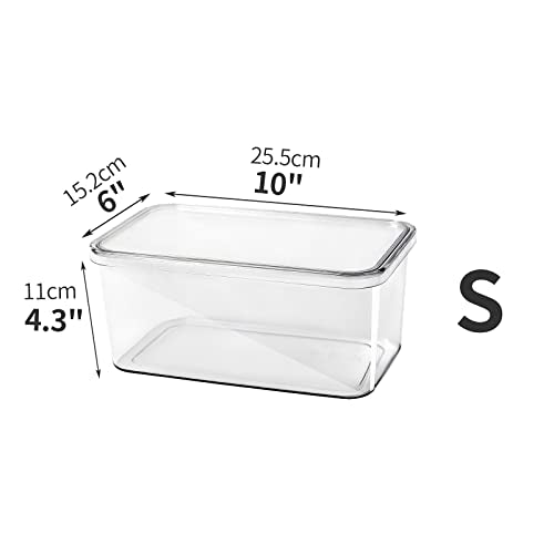 Clear Storage Bins With Lids,4 Packs Food Storage Organizer,Stackable Kitchen Cabinet,Bathroom Basket,Fridge Organization.Pantry Transparent Containers For Fruits,Drinks - view 5
