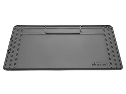 SinkMat – Waterproof Under Sink Liner Mat for Kitchen Bathroom – 46” x 22” Inches - Durable, Flexible Tray – Home undersink Organizer Must Haves, Black