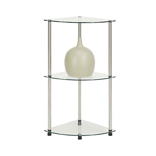 Designs2Go 3-Tier Corner Shelf, Glass/Chrome - view 4