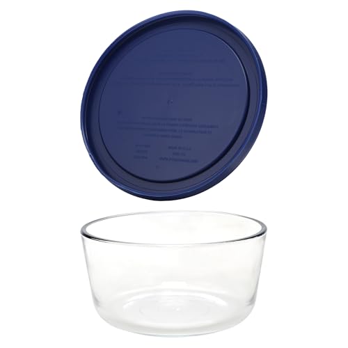 (2 7201 4-Cup Glass Bowls with (2) 7201-PC Blue Lids - Made in USA - view 5