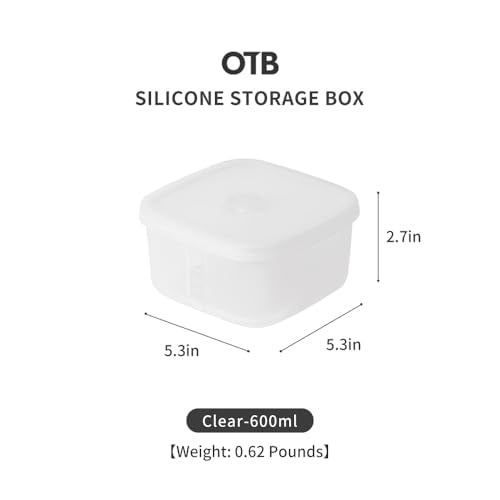 Set of 2 Reusable Silicone Containers Clear, Nesting Leak-free Silicone Food Storage Boxes, BPA Free, Airtight, Dishwasher and Freezer Safe - view 2