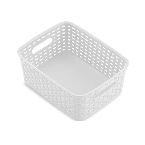 Set of 6 Plastic Storage Baskets - Small Pantry Organizer Basket Bins - Household Organizers with Cutout Handles for Kitchen Organization, Countertops, Cabinets, Bedrooms, and Bathrooms - view 3