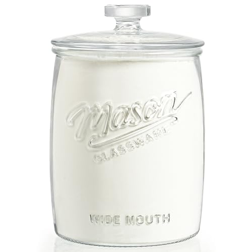 1 Gallon Glass Cookie Jar, Airtight Lid & Wide Mouth Mason Jar