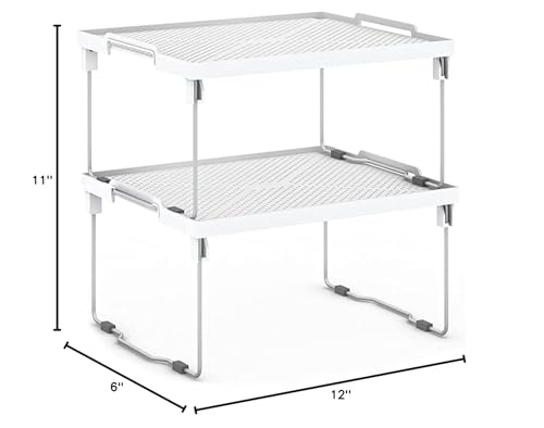 Kitchen Shelves Cabinet Organizer, Stackable Freezer Rack, Cupboard Box Organizer, Shelf Riser, Usable Storage Rack for Spice, Fridge Shelf Riser, (12x11 inch), Pack of 2 - view 3