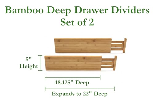 8897 Bamboo Wood Custom Fit Adjustable Deep Kitchen Drawer Dividers, Set of 2 - view 2