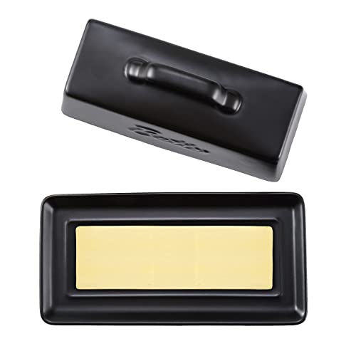 Ceramic Butter Dishes With Lid. Butter Holder/ Tray/ Storage With Lid And Handle. Porcelain Butter Keeper For Countertop. Butter Dish With Cover In Black Color. - view 6