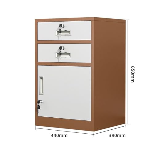 Lockable Brown Metal Office Storage Cabinet - 2-Door Filing System with Adjustable Shelves for Home Office Organization & Efficient Storage Solution - view 2
