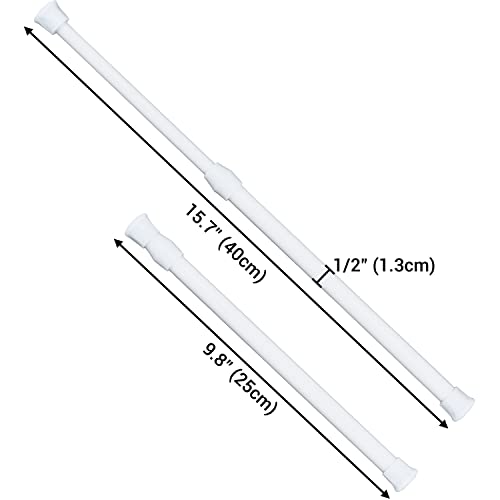 6 Pack Cupboard Bars Tension Rod Spring Extendable Curtain Rods White Adjustable Tensions Rods for Shower Closet Bathroom Kitchen Cupboard Wardrobe Bookshelf DIY Projects (9.8 to 15.7 Inches) - view 2