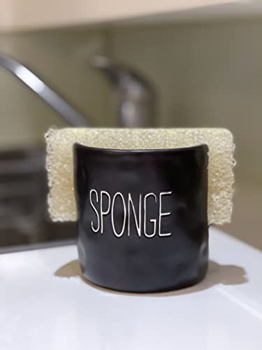 Bistro Ceramic Sponge Holder for Kitchen Sink, Black Sponge Caddy - view 4