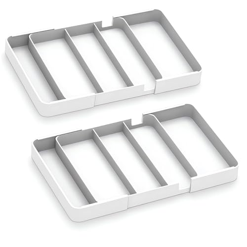 2 Pack Shallow Desk Drawer Organizer 1.73" Modular Expandable Tray