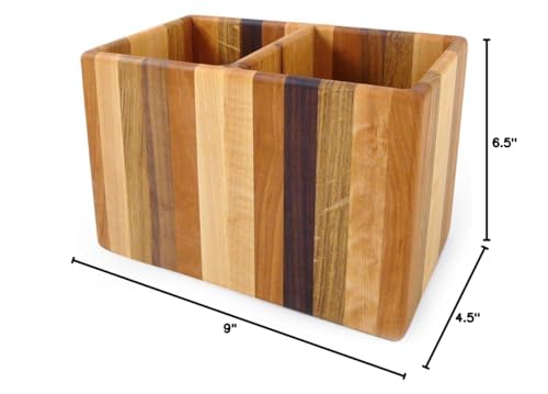 American Made Mixed Wood Utensil Holder Crock, Double Size - view 7