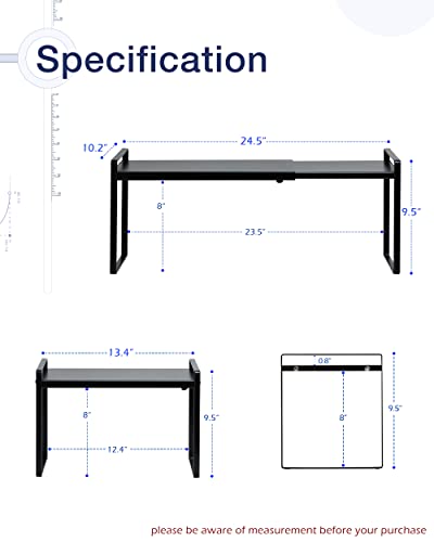 Expandable Shelf for Cabinets, Cabinet Shelf Riser, 10.3" Black - view 3