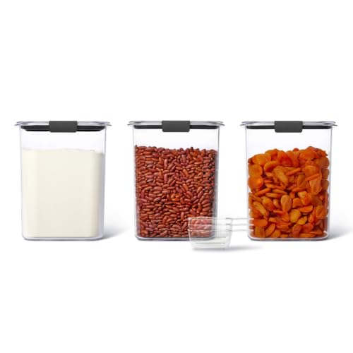 Brilliance BPA-Free Food Storage Containers with Lids Airtight Kitchen and Pantry Organization Set Includes 3 Containers and Scoops Clear 16 cups