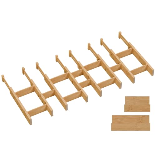 Bamboo Drawer Dividers, Expandable Kitchen Drawer Organizer
