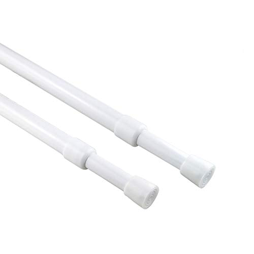 2 Pack 5/8" Tension Curtain Rod, RV Tension Bars, Cupboard Rods White 10 to 16 Inch