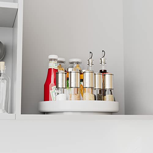 Lazy Susan Cabinet Organizer - 11 inch Metal Turntable Lazy Susan for Kitchen Spice Rack Pantry Cupboard Bathroom Countertop Refrigerator Table Storage, White - view 5