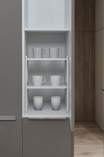 Expandable Shelf for Cabinets, Cabinet Shelf Riser, 12" White - view 6