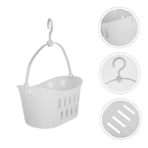 White Hanging Plastic Shower Basket Storage Bin with Hook, for Bathroom - view 4