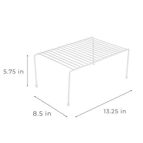Cabinet Storage Shelf Rack - Medium (8.5 x 13.25 Inch) - Steel Metal Wire - Cupboard, Plate, Dish, Counter & Pantry Organizer Organization - Kitchen [White] - view 4
