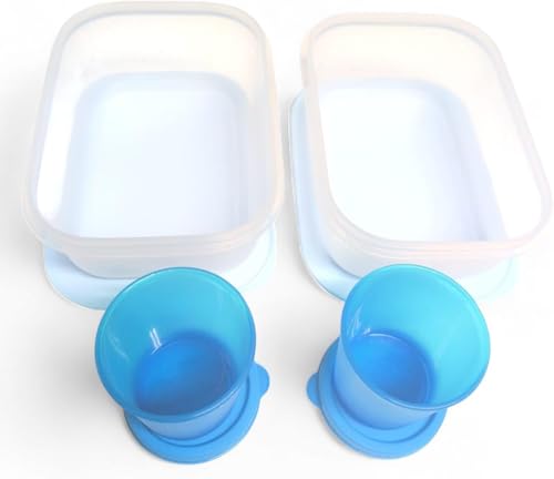 Signoraware Freezer Containers 450 ml Ice Crystal Storage Modular Fridge System 0.45 Litres Light Blue Transparent Set of 2 XXL + Gift 2 Gnome 60 ml - view 2
