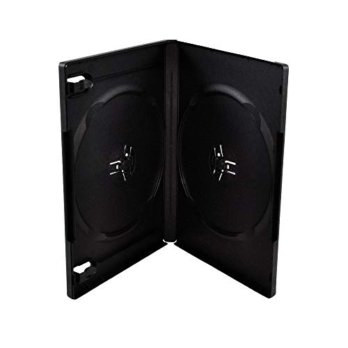10 Pack 14mm Black Standard Double Capacity DVD Case and Outter Clear Sleeve