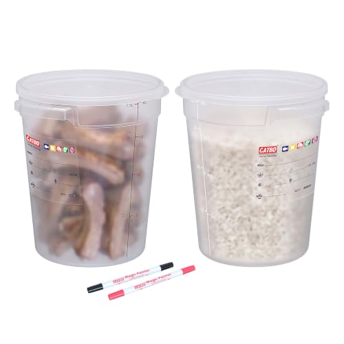 2 Pack 8QT Commercial Round Food Storage Containers with Lids
