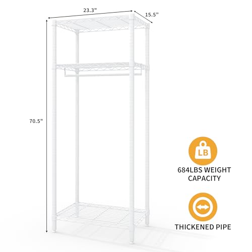 Heavy Duty Freestanding Clothes Rack, White, Mini 3 Layers - view 2