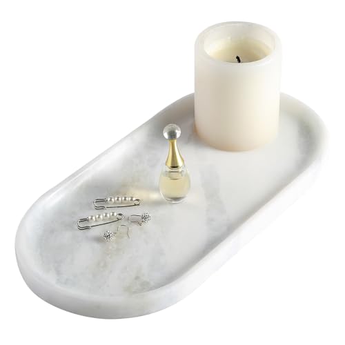 African Natural Marble Decorative Tray, 12"x6" - Countertop Organizer, Catchall Tray for Perfume, Candles, Jewelry