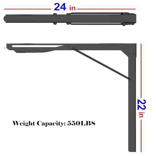 24 inch Folding Shelf Brackets, Steel Wall Mounted Shelf Bracket - view 2