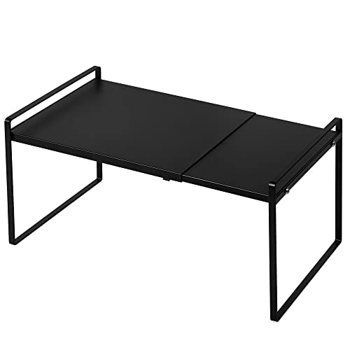Expandable Shelf for Cabinets, Cabinet Shelf Riser, 10.3" Black