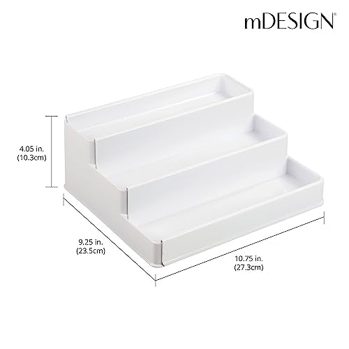 Plastic Expandable 3-Tier Shelf Rack Organizer - Storage for Bathroom Vanity, Cabinet, Cupboard, Drawer - Holds Medicine, Vitamins, Supplements, Cosmetics - Ligne Collection - White - view 2