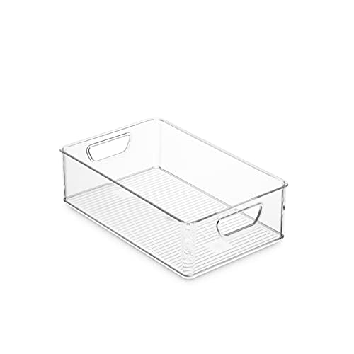 Set Of 16 Refrigerator Organizer Bins - Plastic Pantry Organization and Storage Baskets - Stackable Food Fridge Organizers with Cutout Handles for Freezer, Kitchen, Countertops, Cabinets - view 6
