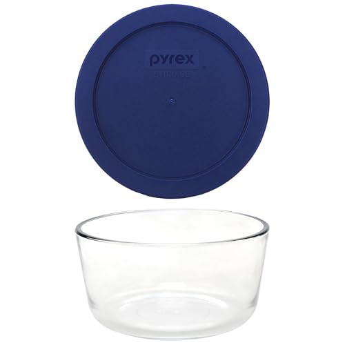 (2 7201 4-Cup Glass Bowls with (2) 7201-PC Blue Lids - Made in USA - view 2