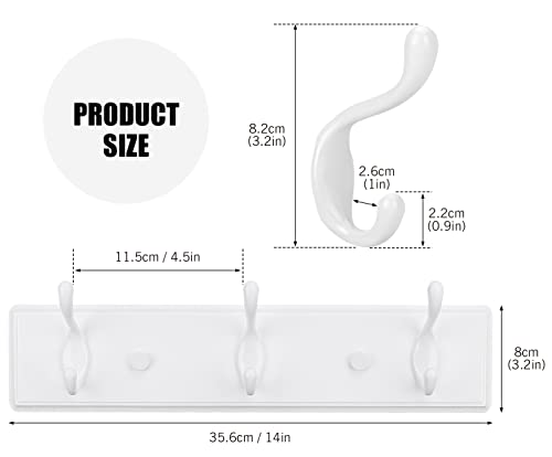 Heavy Duty Wooden Coat Rack, Wall-Mounted Organizer,14 Inch, White - view 2