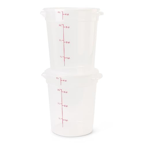 Food Storage Containers with Lids (BPA-Free) - 4 Quart - Food Grade Buckets with Lids (2 Pack) - For Dough Proofing and Brining (Translucent) - view 3