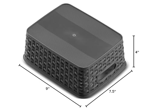 Set of 6 Plastic Storage Baskets - Small Pantry Organizer Basket Bins - Household Organizers with Cutout Handles for Kitchen Organization, Countertops, Cabinets, Bedrooms, and Bathrooms - view 6