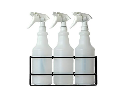 Up to Three 32 oz Spray Bottle Rack – Wall Mount Organizer | Heavy Duty Metal Holder for Cleaning, Chemical, or Detailing Bottles | Safe & Space-Saving Storage for Garage, Shop, or Janitorial