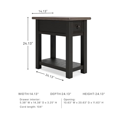 Narrow Chairside End Table with Charging Station - view 3