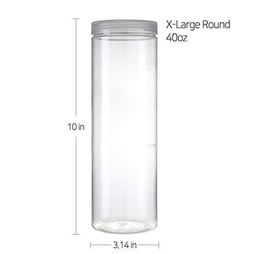 Silicook Clear Plastic Jar, Set of 3-40oz, Round Shaped, Transparent, Food Storage Container, Kitchen & Household Organization for Dry goods, Noodles, Spices and More - view 3