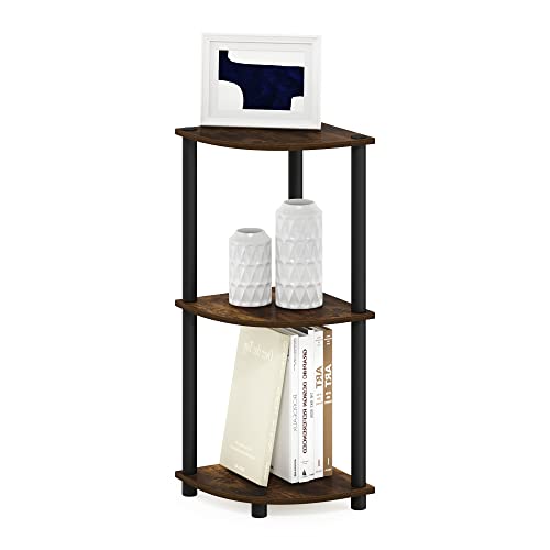 TURN-N-TUBE Corner Shelf, 3-Tier Corner Bookshelf, Display Storage Shelves with Open Shelves, for Organization and Storage, Living Room, Home Office, Garage, Amber Pine