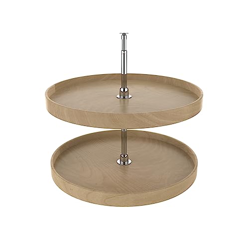Lazy Daisy Natural Wood Full-Circle 2-Shelf Lazy Susans for Corner Base Cabinets
