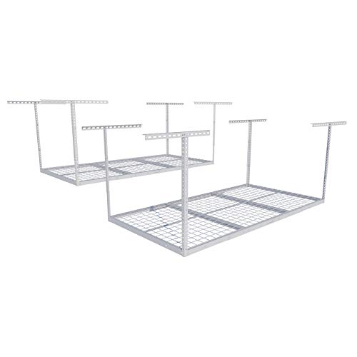 3x6 Overhead Garage Ceiling Storage Rack, 2 Pack, White