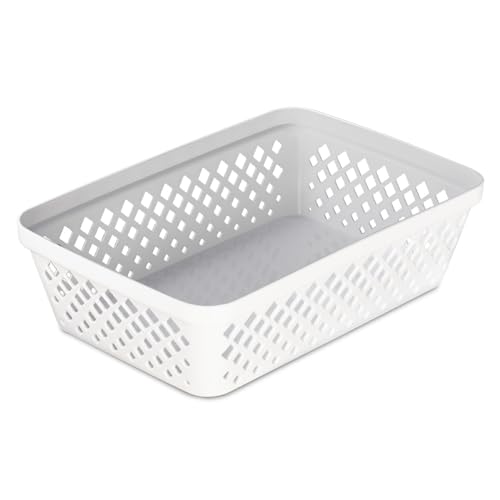 Plastic Storage Basket Set - Multipurpose Drawer Trays, Kitchen Pantry Containers, and Bathroom Bins - 6 Pack Medium Organizers, White - view 3