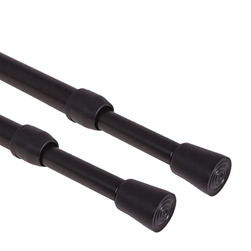 2PCS Shower Curtain Rod No Drilling, Spring Tension Rod, 27-47 Inch, 1/2 Inch Diameter, Rubber Cap on Either End, Black