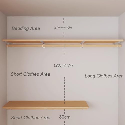 Heavy-Duty Wall Mounted Closet Shelves with Solid Wood Organizer System - Space-Saving Storage Solution for Bedroom, DIY Brackets for Maximum Support - view 7