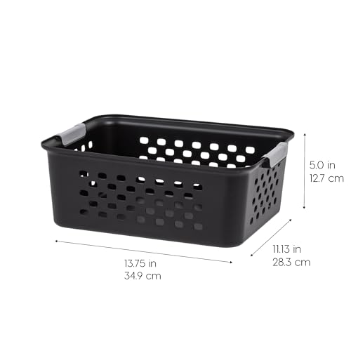 6-Pack, Small Plastic Storage Basket, Black - view 4